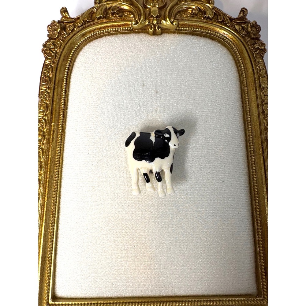 Vintage Black White Holstein Cow Button Cover Farmhouse Animal Jewelry Accessory